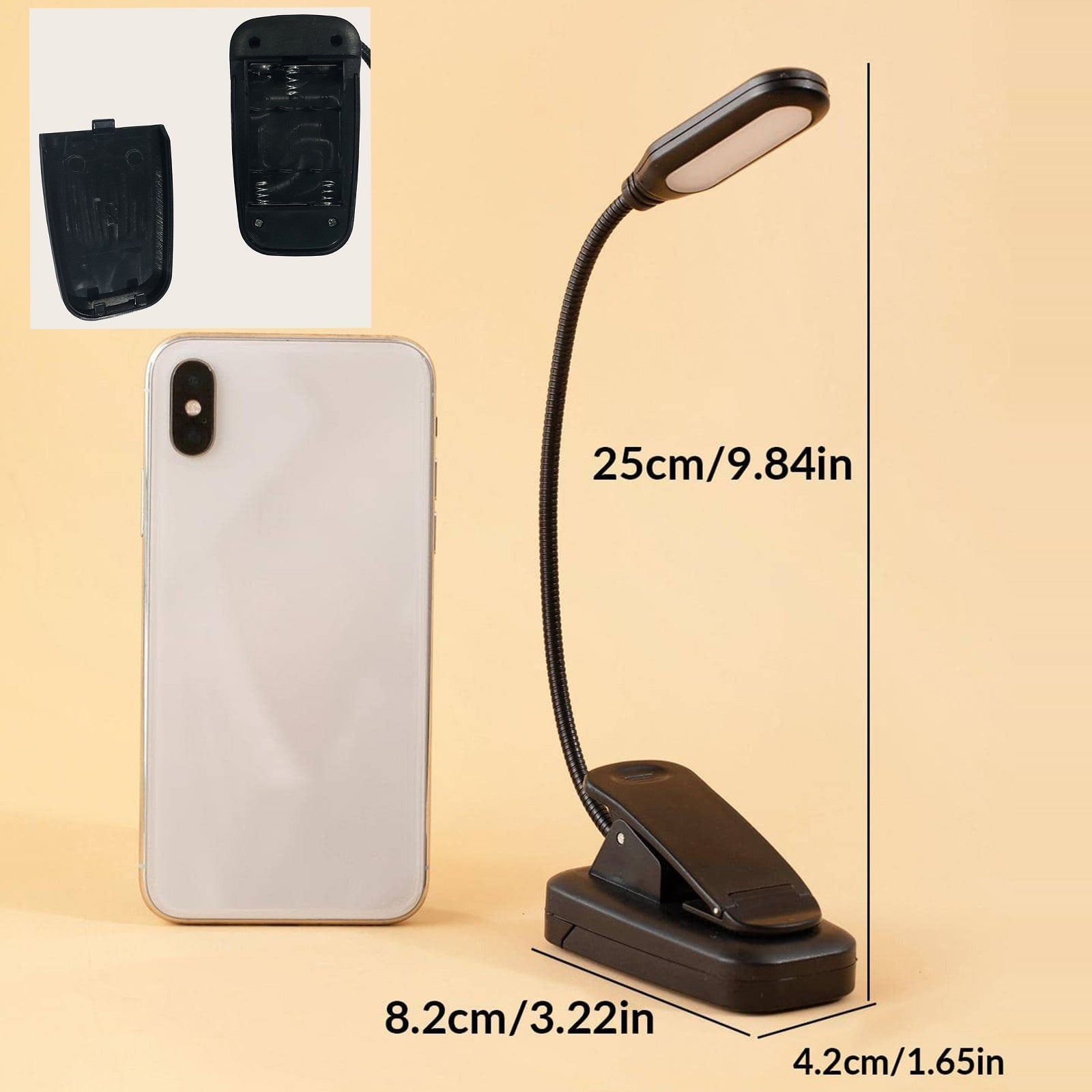 [Desk Lamp For Home & Workspace] 1pc Adjustable LED Desk Lamp with Clip | Battery-Powered, Push Button Control | Ergonomic for Reading, Bedside, Office | Modern Minimalist Lighting
