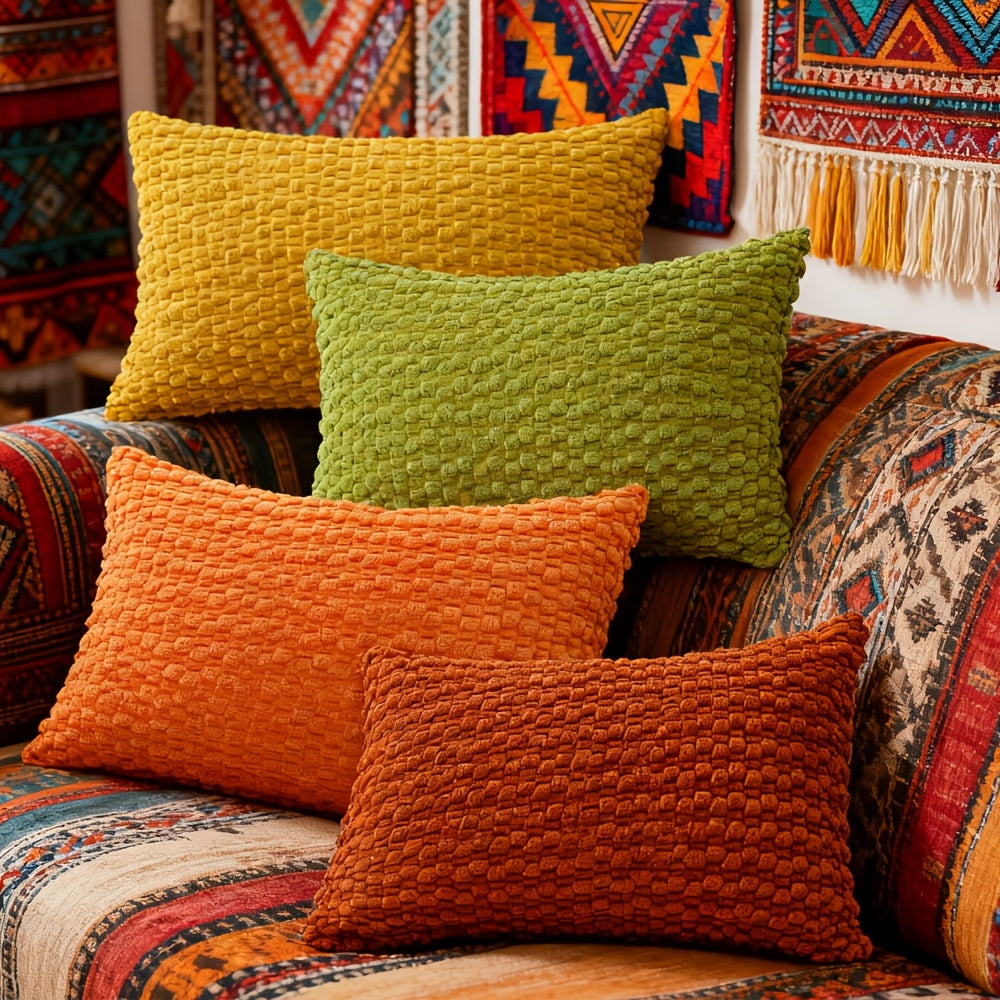 [4pcs Velvet Sofa Pillows] 4pcs Soft Velvet Modern Double-Sided Design Sofa Pillows | Durable, Machine-Washable Cushion Covers for Sofa and Bed Decoration