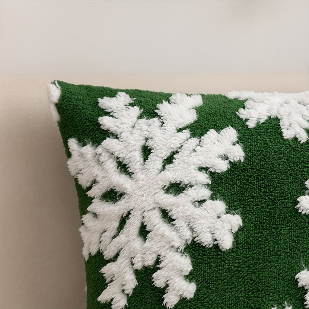 2pcs Snowflake Velvet Pillow Covers, Christmas Style Square Cushion Cover for Home Decor Living Room Bedroom Sofa, All-Season Use, Sofa Accessories, Holiday Decor, Festive Pattern, Cozy Home Styling, Zipper Closure, Durable C
