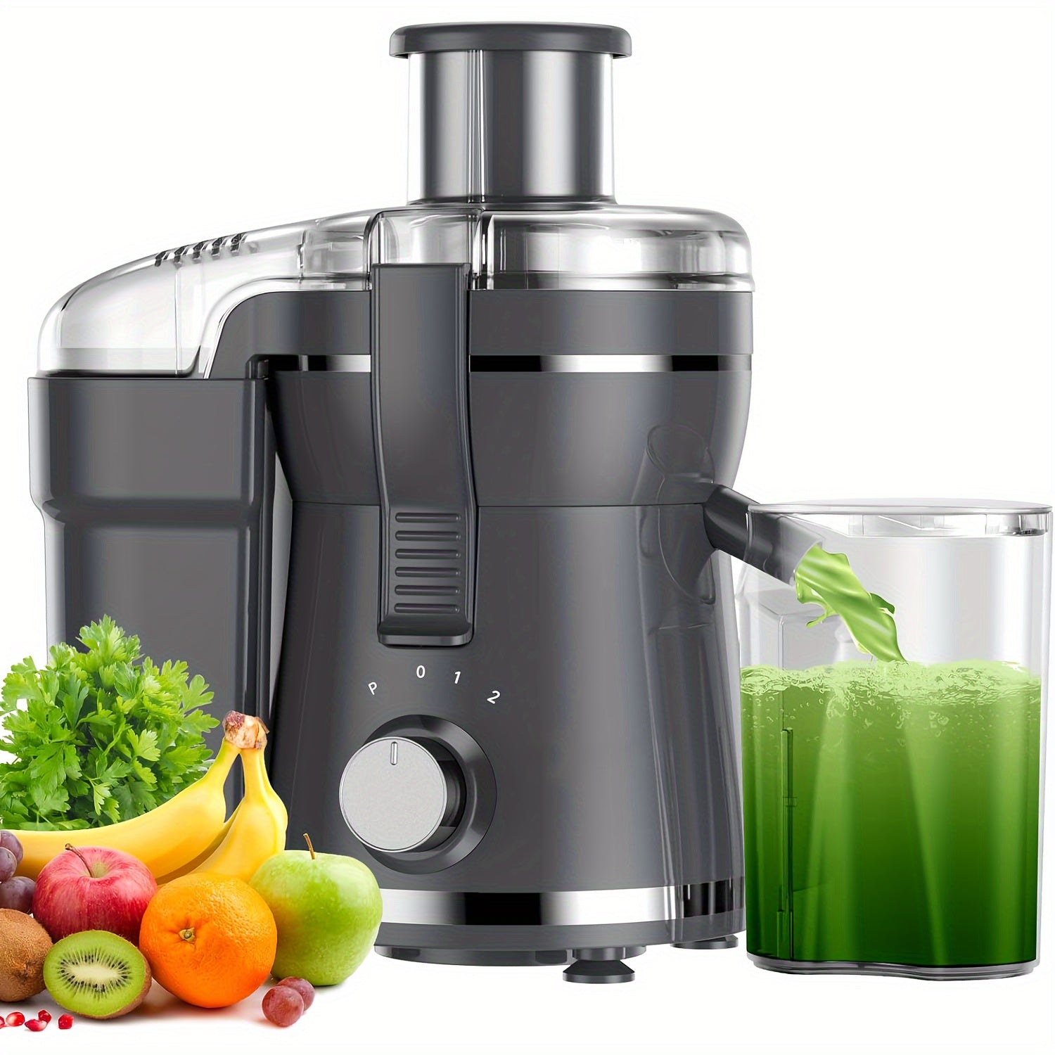 500W Powerful Centrifugal Juicer Machine - 3" Feed Chute for Whole Fruits And Vegs, Easy Cleaning, Stainless Steel, BPA-Free, Dishwasher Safe, Detachable, Dual Speeds, High Juice Yield, Perfect for Healthy Living - Ideal Holi