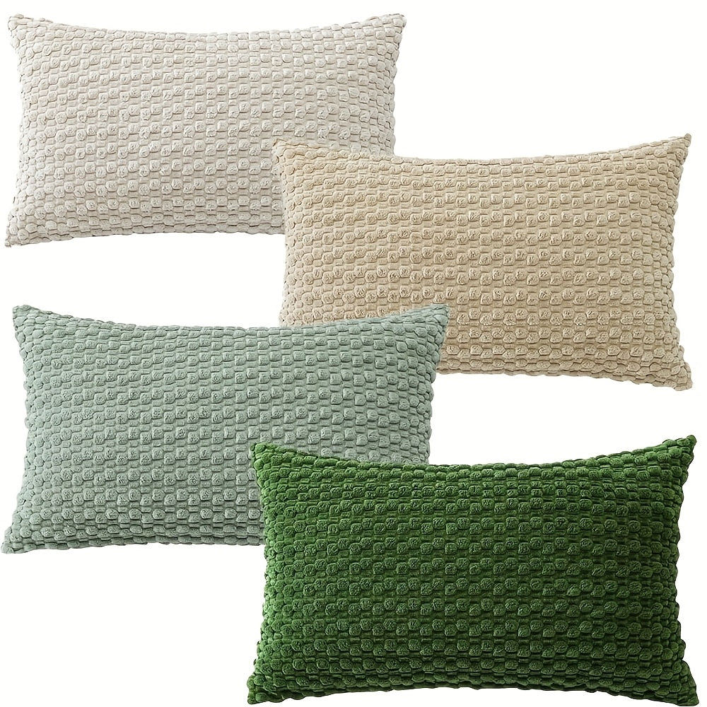 [4pcs Velvet Sofa Pillows] 4pcs Soft Velvet Modern Double-Sided Design Sofa Pillows | Durable, Machine-Washable Cushion Covers for Sofa and Bed Decoration