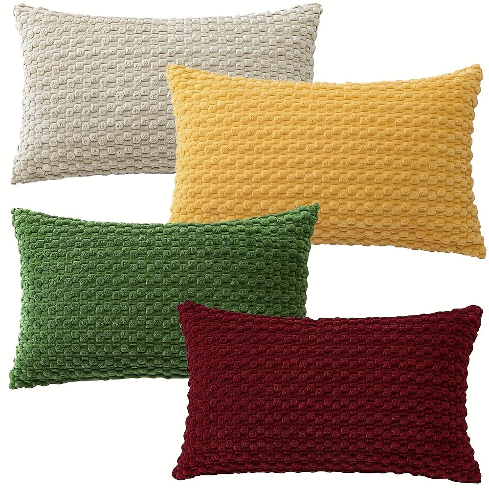 [4pcs Velvet Sofa Pillows] 4pcs Soft Velvet Modern Double-Sided Design Sofa Pillows | Durable, Machine-Washable Cushion Covers for Sofa and Bed Decoration