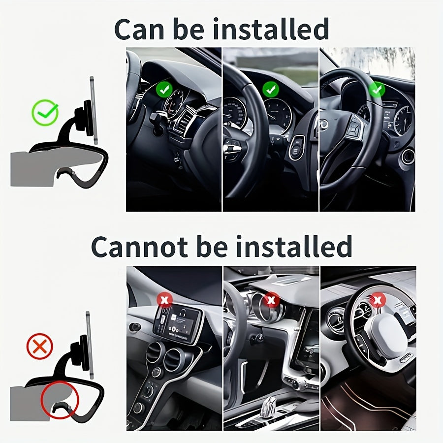 [Durable Car Holder] Durable 1pc Universal Car Phone Holder Mount Clip | Easy Installation Non-Slip Stand for iPhone, Xiaomi, Oppo, VIVO, SamSung, OnePlus - ABS Material, No Battery Required