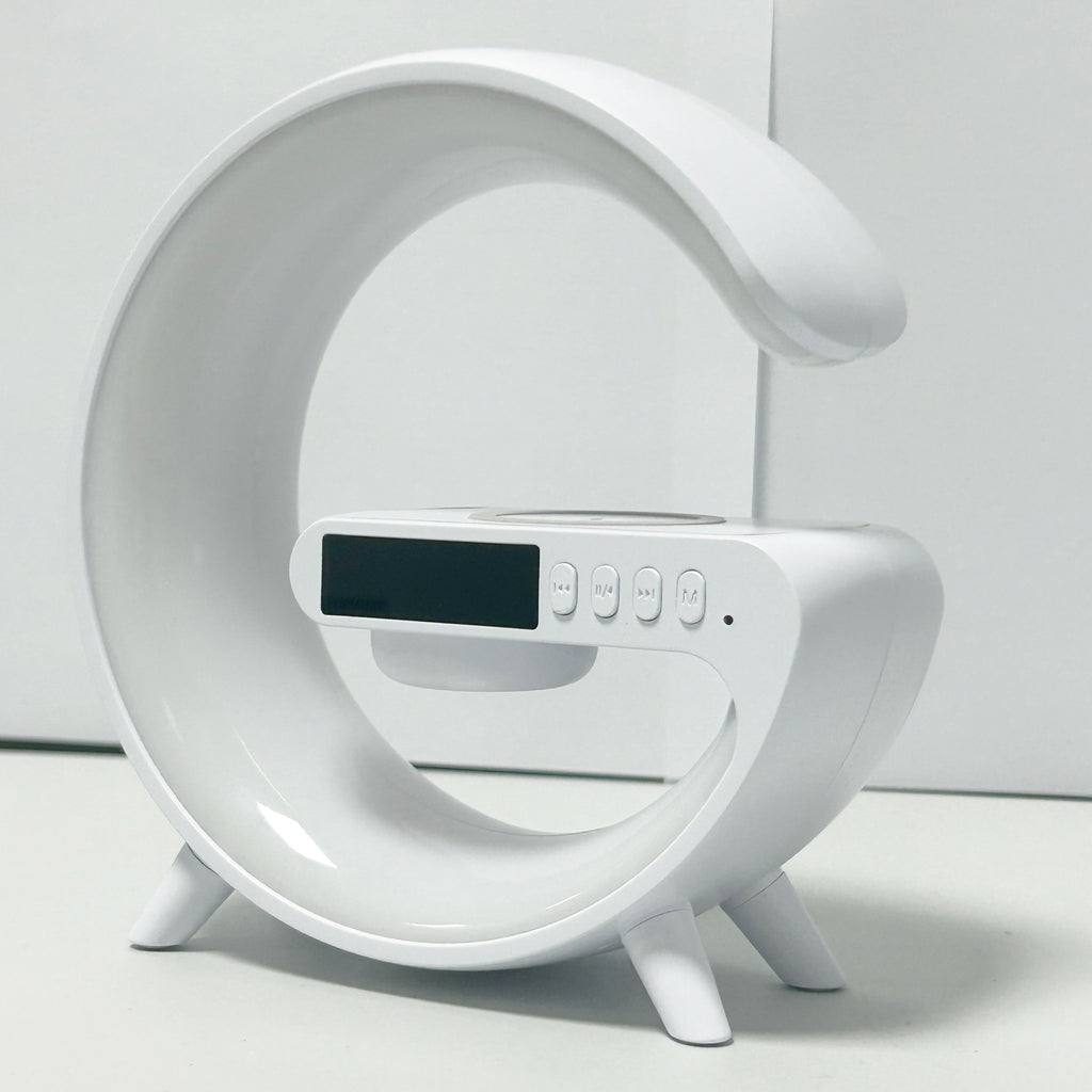 Wireless Charger Stand Speaker Rhythm RGB Light Smart Alarm Clock for iPhone 16 15 14 13 12 Pro Max Plus AirPods for Samsung for Xiaomi 15 14 13 12 for Bedroom Dimmable Table Lamp with Fast Wireless Charge for Adults Dorm, Gi