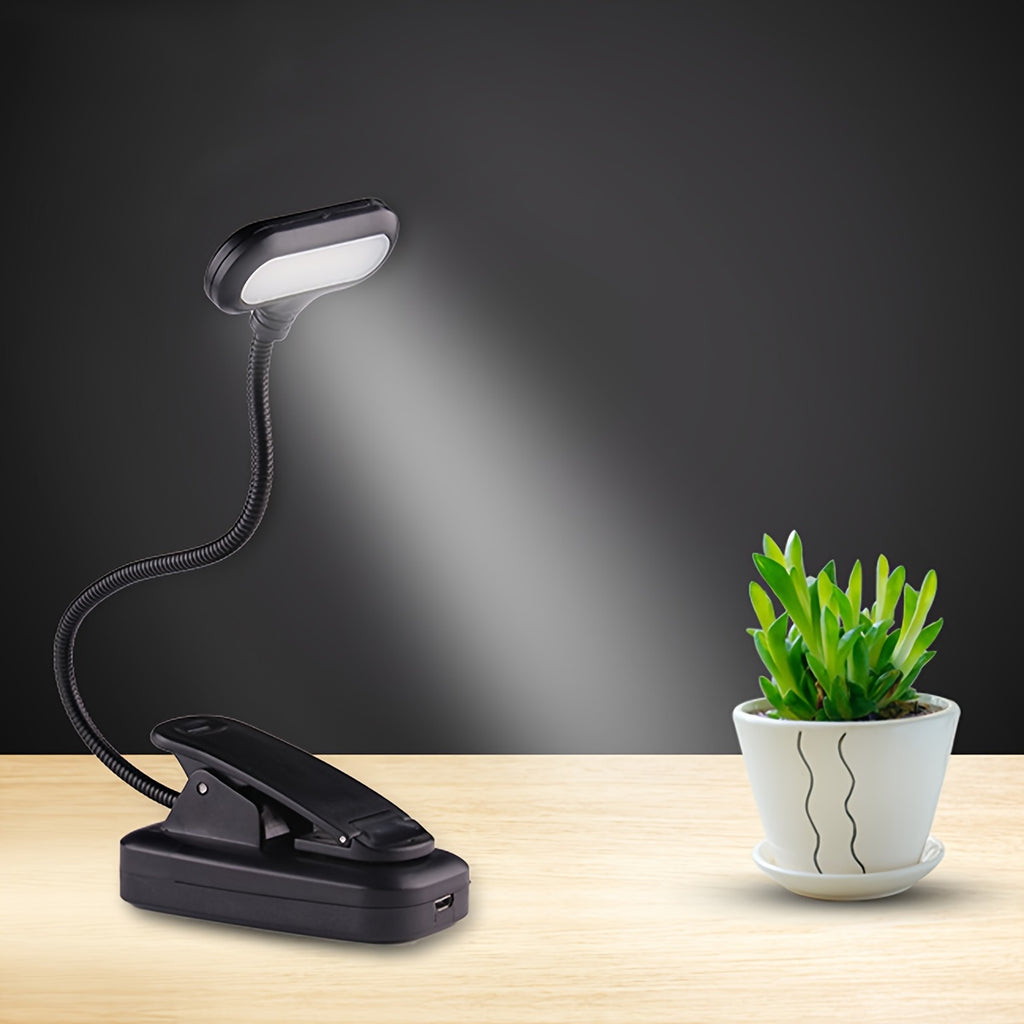 [Desk Lamp For Home & Workspace] 1pc Adjustable LED Desk Lamp with Clip | Battery-Powered, Push Button Control | Ergonomic for Reading, Bedside, Office | Modern Minimalist Lighting