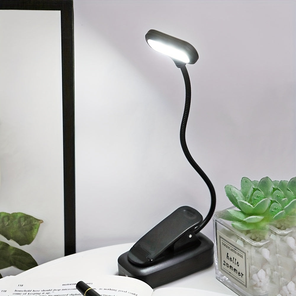 [Desk Lamp For Home & Workspace] 1pc Adjustable LED Desk Lamp with Clip | Battery-Powered, Push Button Control | Ergonomic for Reading, Bedside, Office | Modern Minimalist Lighting