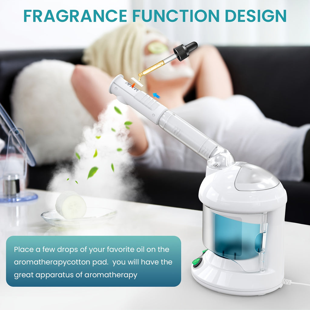 Facial Steamer, Fulog Nano Ionic Face Steamer For Facial Deep Cleaning Home Facial Spa, Portable Facial Steamer With 360° Rotatable Arm And Steel Skin Kits, Personal Care Use At Home Or Salon