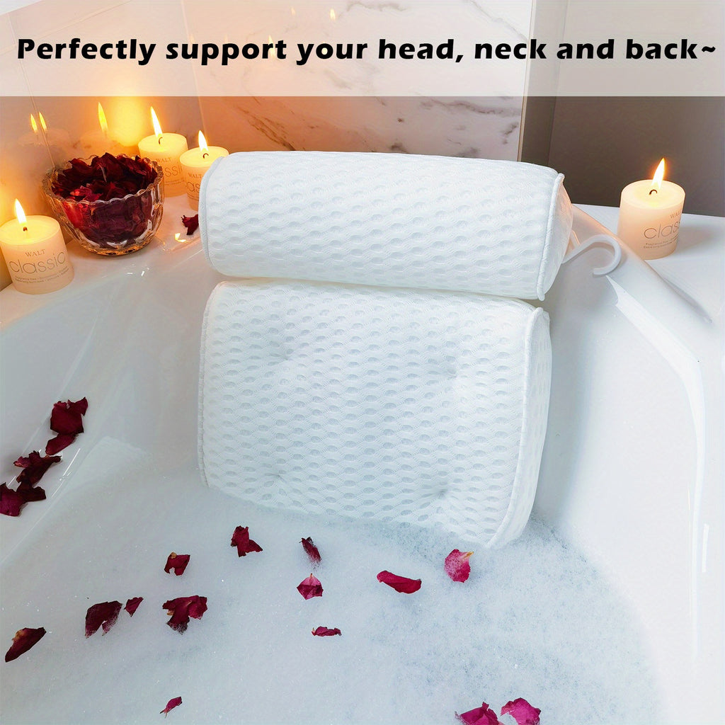1pc Spa-like Bathtub Pillow with Non-Slip Suction Cups for Neck and Back Support bathroom accessories Bath/Bathroom Accessories