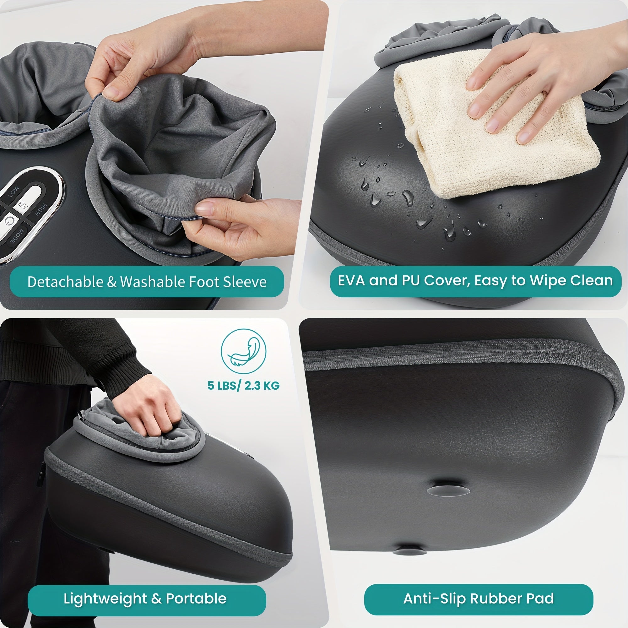 Relaxing Shiatsu Foot Massager Machine - Deep Kneading, Soothing Heat, Air Compression for Enhanced Blood Circulation and Foot Wellness - Ideal for Home or Office Use, Perfect Christmas Gift (Gray)