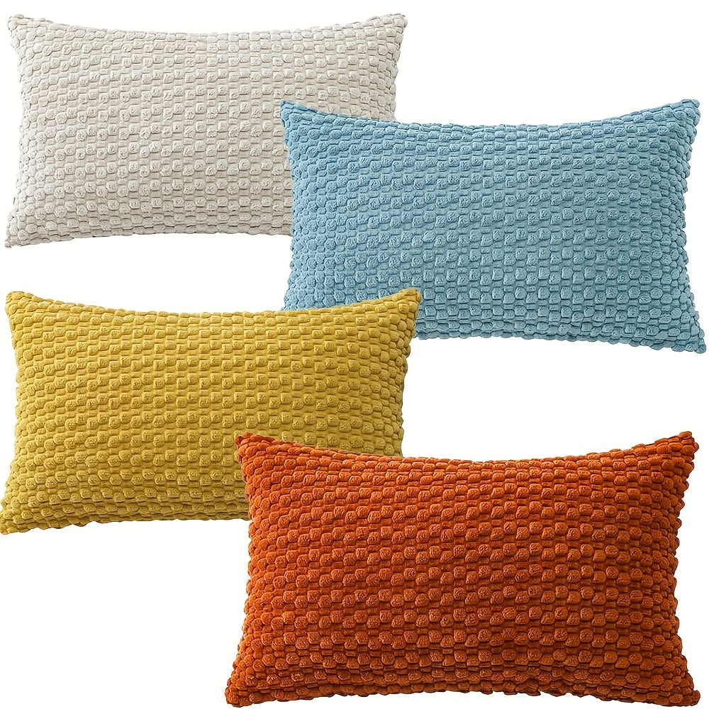 [4pcs Velvet Sofa Pillows] 4pcs Soft Velvet Modern Double-Sided Design Sofa Pillows | Durable, Machine-Washable Cushion Covers for Sofa and Bed Decoration