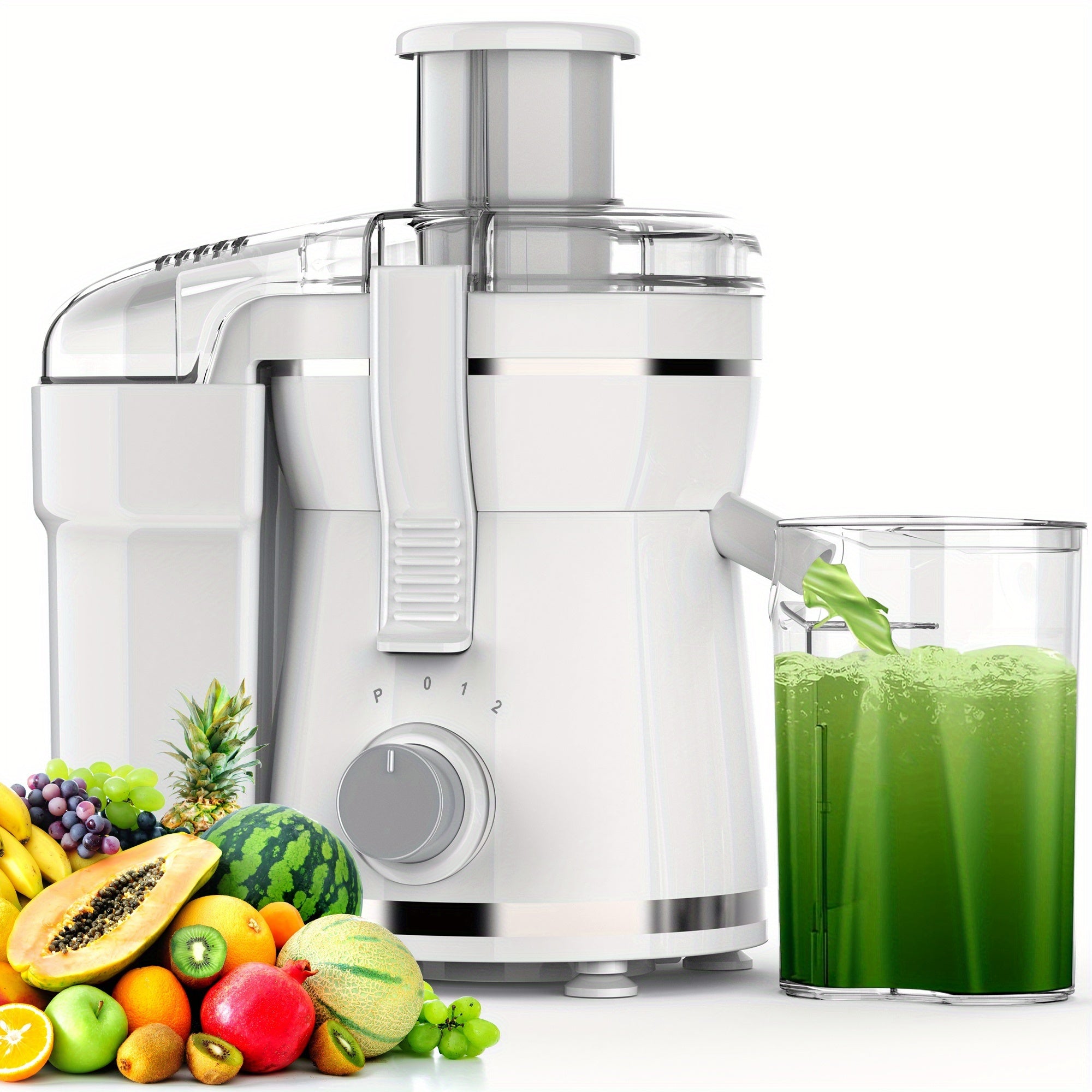 500W Powerful Centrifugal Juicer Machine - 3" Feed Chute for Whole Fruits And Vegs, Easy Cleaning, Stainless Steel, BPA-Free, Dishwasher Safe, Detachable, Dual Speeds, High Juice Yield, Perfect for Healthy Living - Ideal Holi