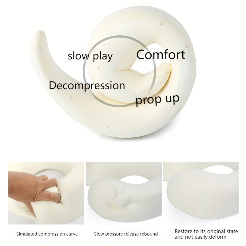 1pc Portable Memory Foam Travel Pillow with Removable Breathable Cover - Neck & Back for Airplane, Car, Office & Home - Lightweight, Machine Washable, -Grade