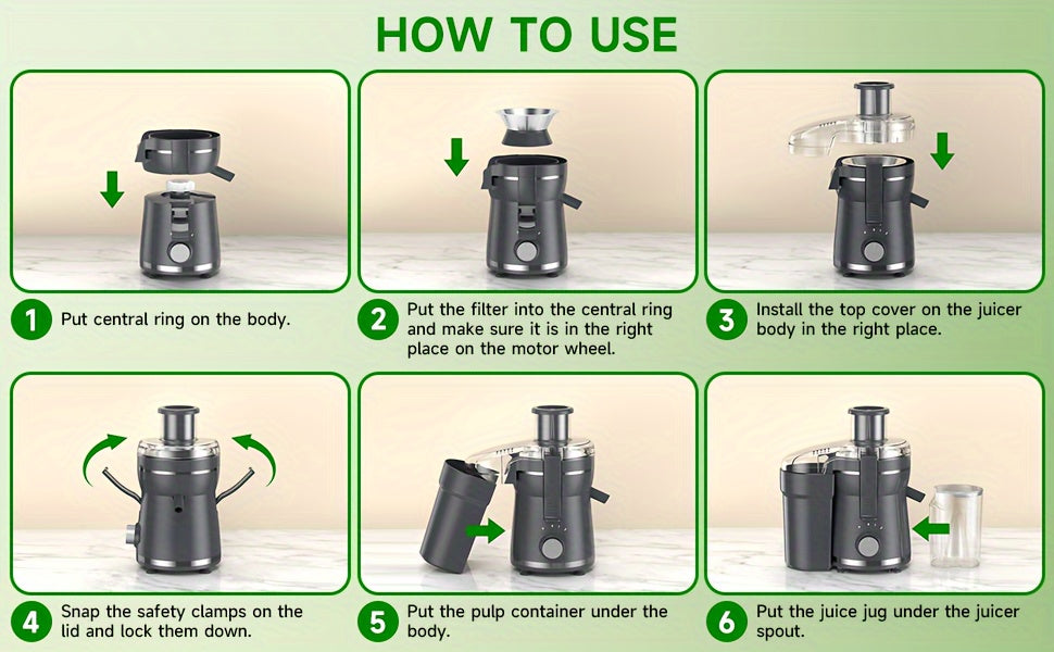 500W Powerful Centrifugal Juicer Machine - 3" Feed Chute for Whole Fruits And Vegs, Easy Cleaning, Stainless Steel, BPA-Free, Dishwasher Safe, Detachable, Dual Speeds, High Juice Yield, Perfect for Healthy Living - Ideal Holi