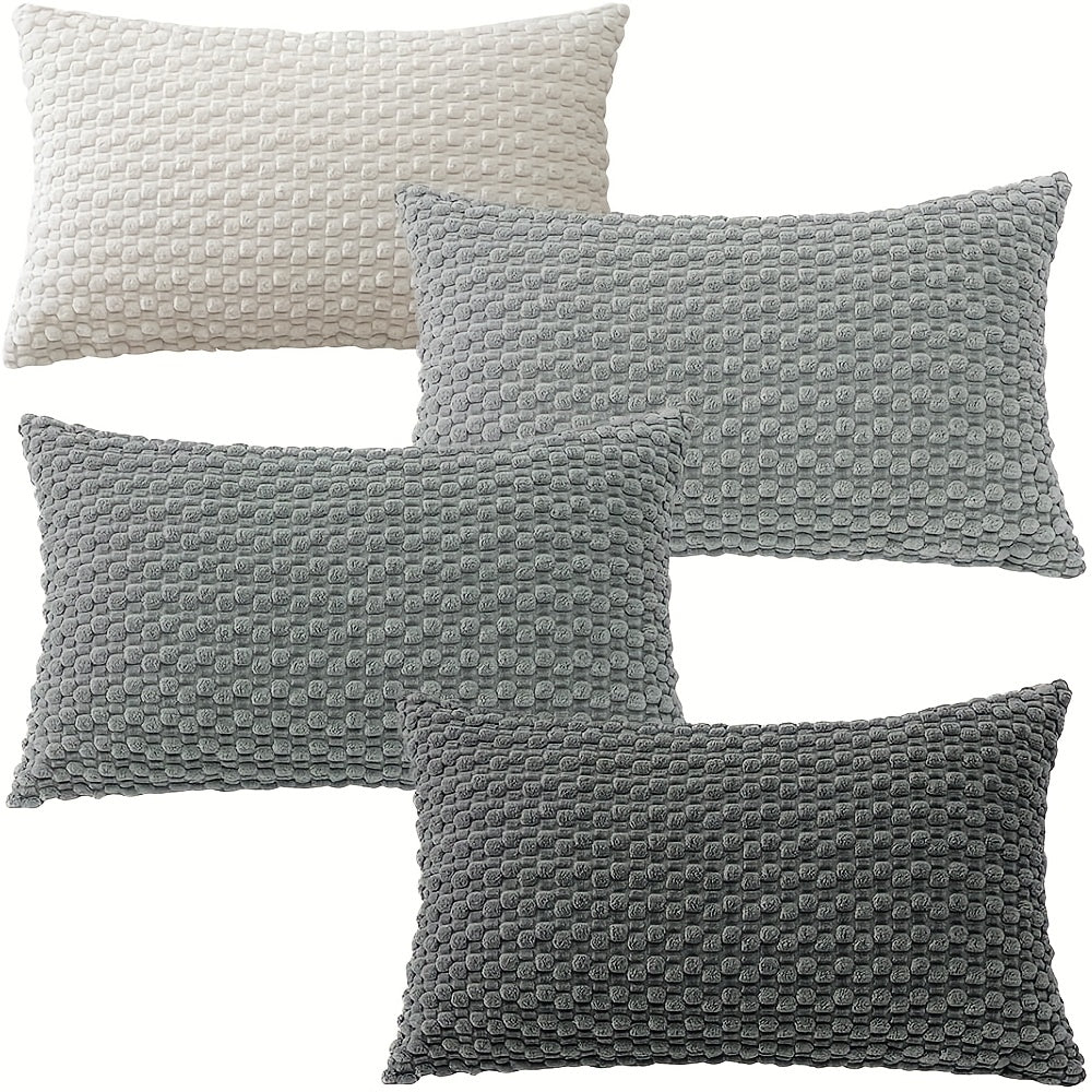 [4pcs Velvet Sofa Pillows] 4pcs Soft Velvet Modern Double-Sided Design Sofa Pillows | Durable, Machine-Washable Cushion Covers for Sofa and Bed Decoration
