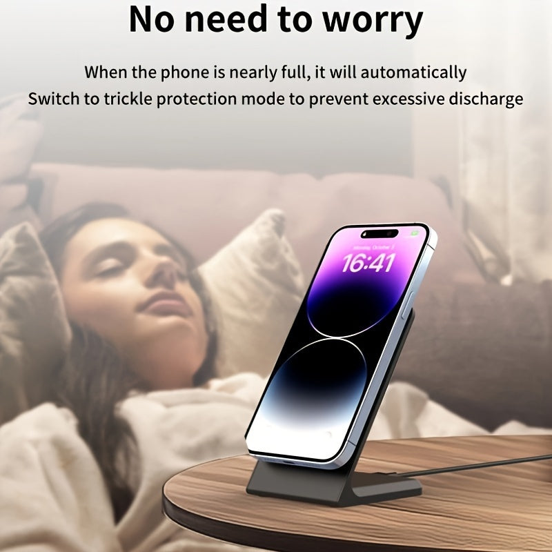 [Apple Wireless Charger] Apple Wireless Charger for iPhone 12/13/14/15/16/17 Pro Max, 15W Fast Charging Magnetic Desk Stand, Apple AirPods Charging Station, Vertical Wireless Phone Dock