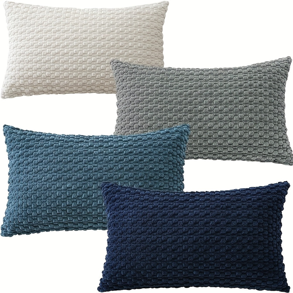 [4pcs Velvet Sofa Pillows] 4pcs Soft Velvet Modern Double-Sided Design Sofa Pillows | Durable, Machine-Washable Cushion Covers for Sofa and Bed Decoration